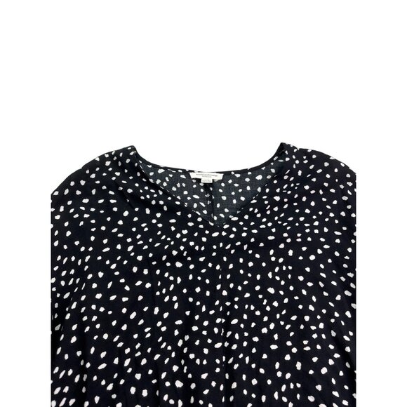 Beachlunchlounge Collection Abstract Polka Dot Top Size M Tie Front Black White - Picture 2 of 6